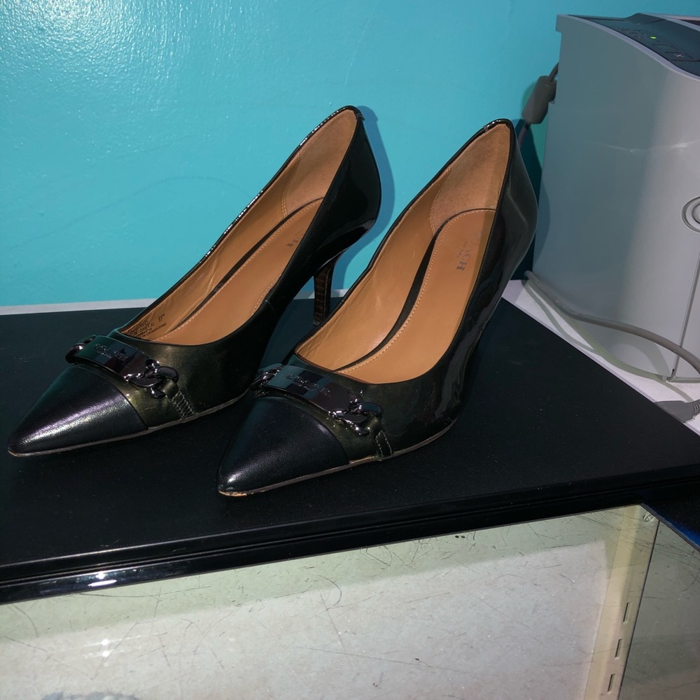 Coach Bowery heel Olive Green with Black Toe Cap